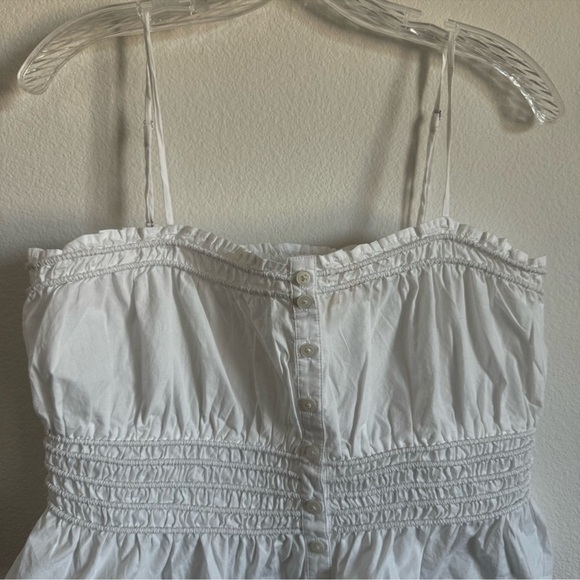 Madewell Smocked Button-Front Top in Poplin Size: M - Picture 4 of 11